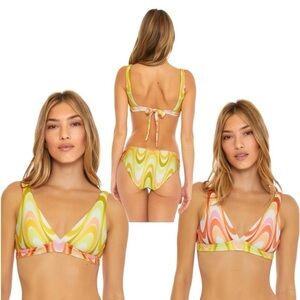 BECCA Elliana bralette reversible bikini top with Dangle Shell charms Retro NEW